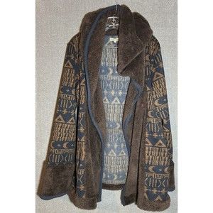 Altar'd State Aztec Cardigan Hooded Sweater Women's Size Lg Brown/Black Western